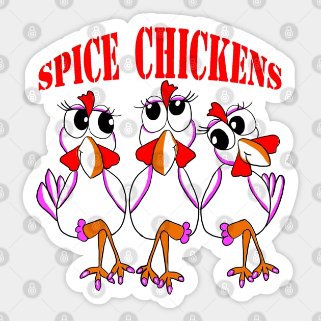 Pink Spice Chickens Sticker by Krance Graph